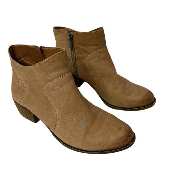 Lucky Brand Brolley brown leather zip low heel ankle boots size 7 - Picture 1 of 11